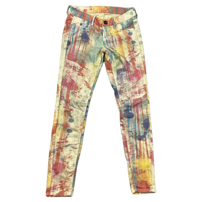 00s Y2K Multi-Colour Paint Splatter Sugar Rush Pepe Jeans Skinny Jeans 29" 8 10