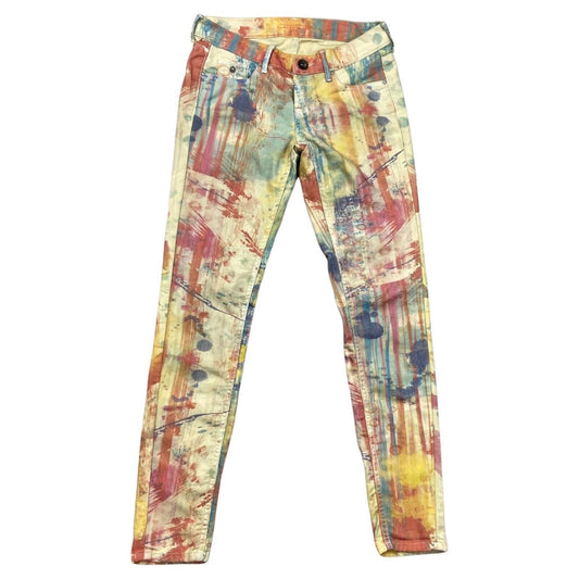 00s Y2K Multi-Colour Paint Splatter Sugar Rush Pepe Jeans Skinny Jeans 29" 8 10