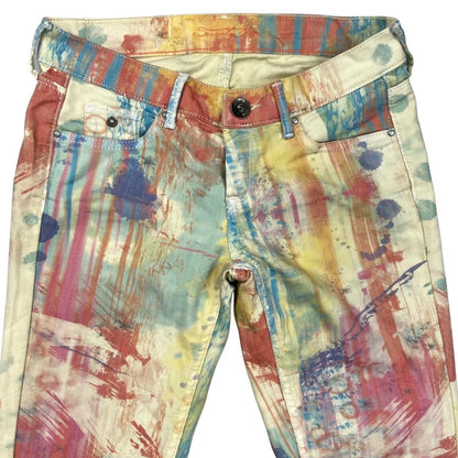 00s Y2K Multi-Colour Paint Splatter Sugar Rush Pepe Jeans Skinny Jeans 29" 8 10