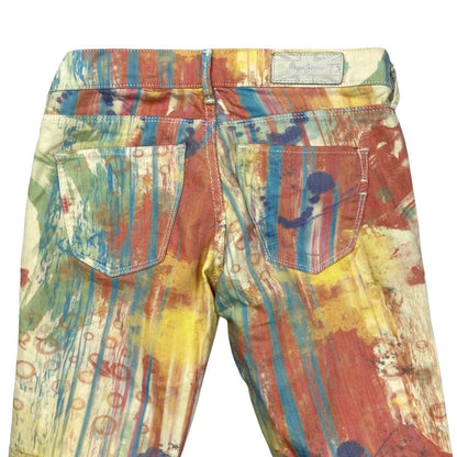 00s Y2K Multi-Colour Paint Splatter Sugar Rush Pepe Jeans Skinny Jeans 29" 8 10
