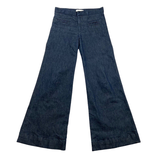Chloe 00s Y2K Indigo Blue Denim Designer Wide Leg Jeans W32 L33 UK 14