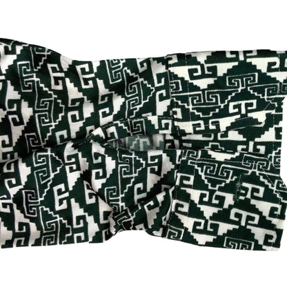 VTG 70s BIG COLLAR MENS POLY SMOCK SHIRT GEOMETRIC PSYCHEDELIC PRINT 37” (35) S