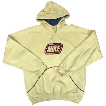 2000's Beige & Burgundy Nike Spell-Out Hoodie Small