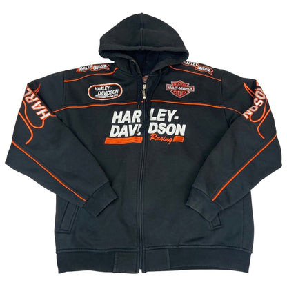 2000s Harley Davidson Racing All Embroidered Zip-Up Hooded Jacket XL