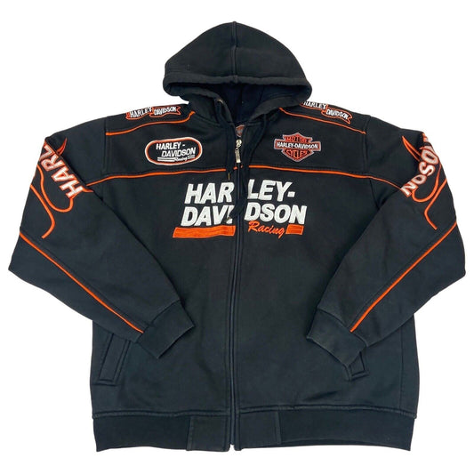 2000s Harley Davidson Racing All Embroidered Zip-Up Hooded Jacket XL