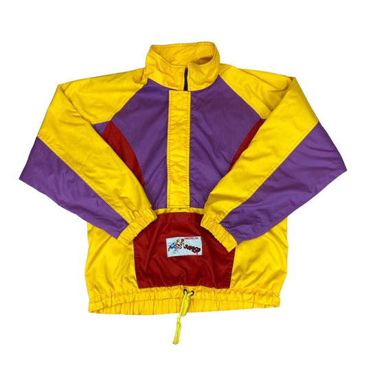 Vintage 80s 90s Yellow Purple Red KIMO Light Weight Wind Breaker XXL