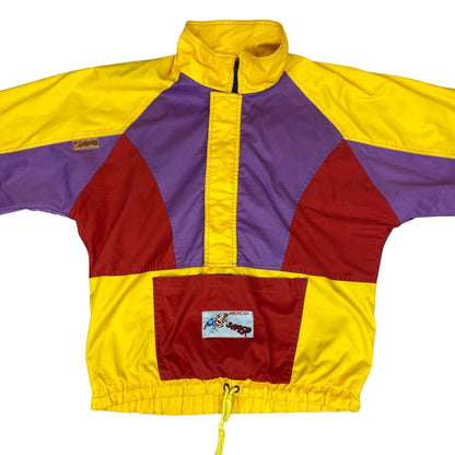Vintage 80s 90s Yellow Purple Red KIMO Light Weight Wind Breaker XXL
