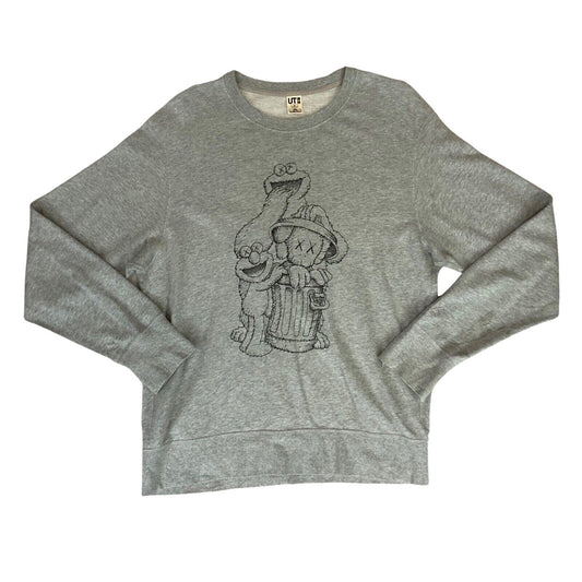 00s Y2K Grey Black Uniqlo x Kaws x Sesame Street Elmo Cookie Monster Jumper M