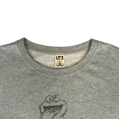 00s Y2K Grey Black Uniqlo x Kaws x Sesame Street Elmo Cookie Monster Jumper M