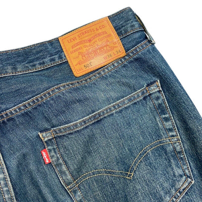 LEVIS PREMIUM 501 BIG E RED TAB PREMIUM DENIM JEANS ROCKABILLY 36W 34L