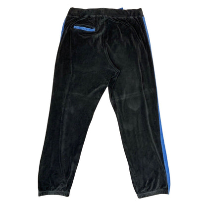 Vintage 00s Y2K Black Blue Tommy Hilfiger Velour Track Pants Joggers Stripped L