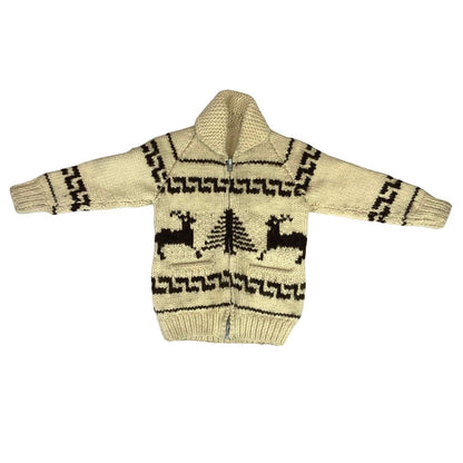 VTG 70S CHILDRENS NATIVE CANADIAN COWICHAN INDIAN CARDIGAN ROCKABILLY 34” (30”)