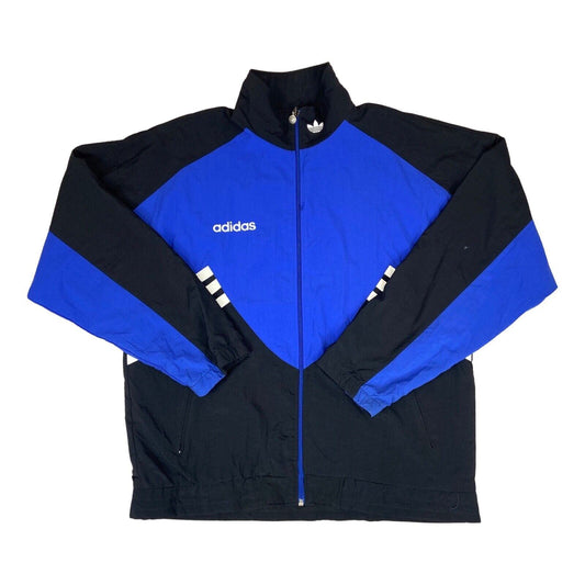 Vintage 90s 00s Blue Black Adidas Embroidered Three Stripe Windbreaker XL