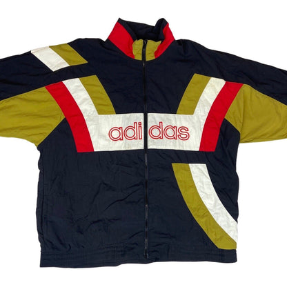 Vintage 90s Black Adidas Track Sport Jacket Embroidered Spell-Out Jacket XXL