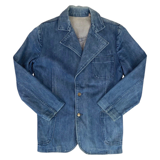 RARE VTG 70s WRANGLER DENIM BLAZER TUXEDO WESTERN SPORTS JACKET MOD 40” (36) S