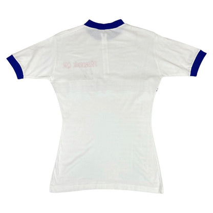 Vintage 70s White Cycling Top Chain Stitch Ribbed Sportswear TourDeFrance S 8 10