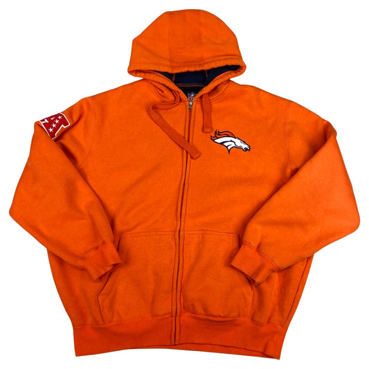 Early 2000s Orange Denver Broncos NFL Zip-Up Hooded Sweatshirt XXL