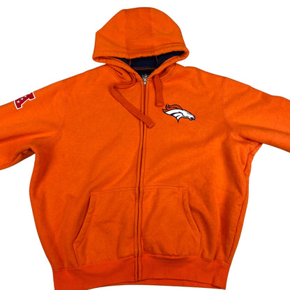 Early 2000s Orange Denver Broncos NFL Zip-Up Hooded Sweatshirt XXL