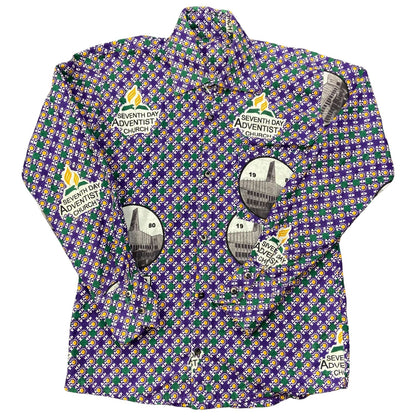 VTG 1980 CRAZY PATTERN 7th DAY ADVENTIST CHURCH TAHO SHIRT GHANA 40” (36)