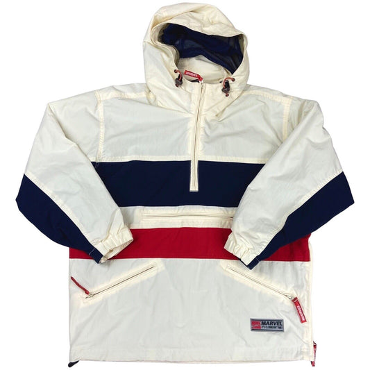 2000s 2010s Cream Navy Red Marvel Comics Anorak Utility Jacket Comic Con XL