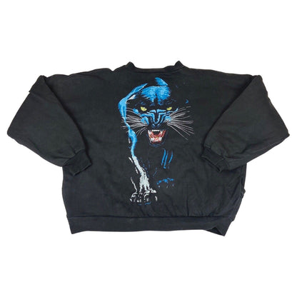 Vintage 90s 00s Black Graphic Panther Sweatshirt Quilt Lining Printed XL