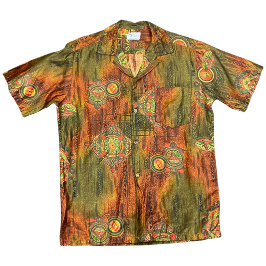 VTG 60s BJ’S FASHIONS HAWAIIAN ALOHA SHIRT RAYON ROCKABILLY HOT ROD 42” (40) M