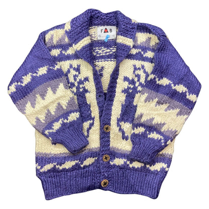 VTG NATIVE CANADIAN AMERICAN COWICHAN INDIAN HAND KNIT CARDIGAN 43” (40) M