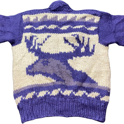 VTG NATIVE CANADIAN AMERICAN COWICHAN INDIAN HAND KNIT CARDIGAN 43” (40) M