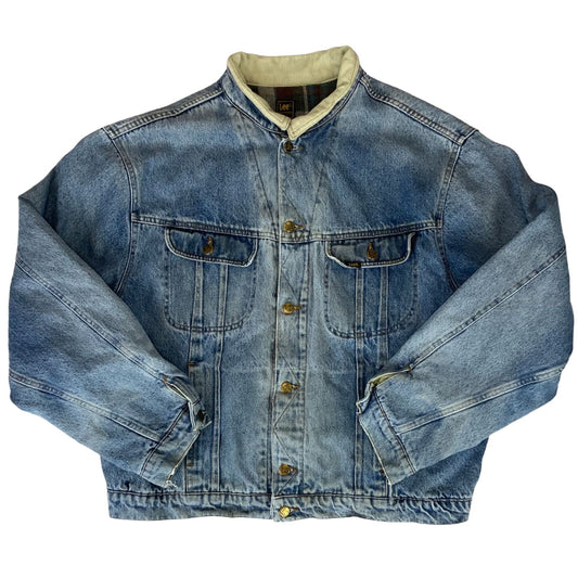 VTG LEE STORM RIDER BLANKET LINED DENIM JACKET ROCKABILLY 52” (48) XL