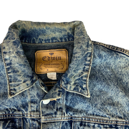 VTG 80s 90s EDWIN JAPAN ACID WASH DENIM JACKET OVERSIZED 46” (42) L