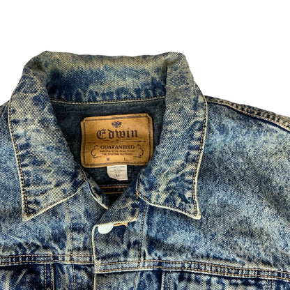 VTG 80s 90s EDWIN JAPAN ACID WASH DENIM JACKET OVERSIZED 46” (42) L