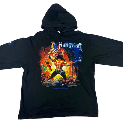 Vintage 2003 Black Manowar Graphic Printed Heavy Metal Rock Band Merch XL