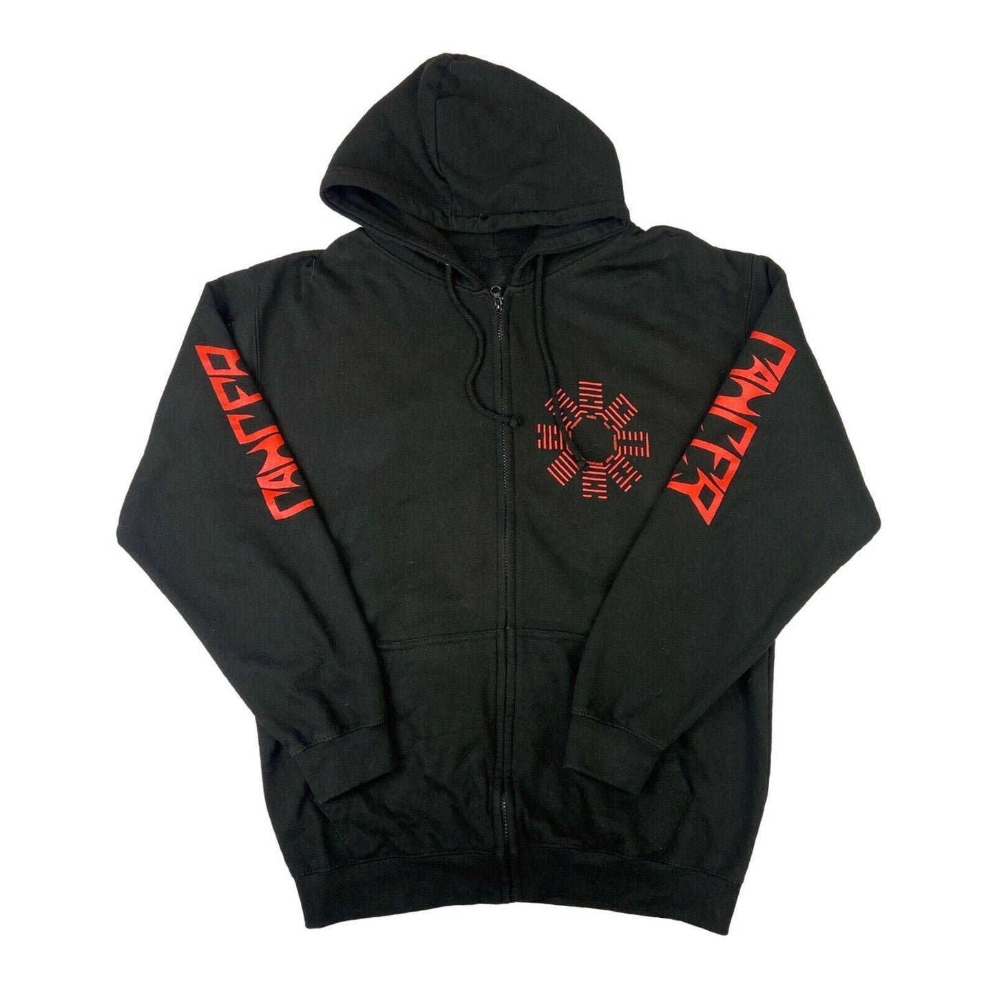 Preloved 2018 Black Cancer Zip Up Graphic Printed Hoodie Thrash Metal Merch L-XL