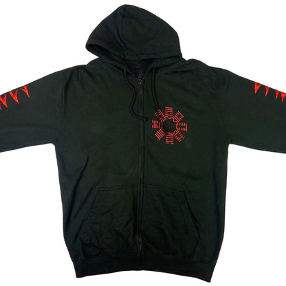 Preloved 2018 Black Cancer Zip Up Graphic Printed Hoodie Thrash Metal Merch L-XL