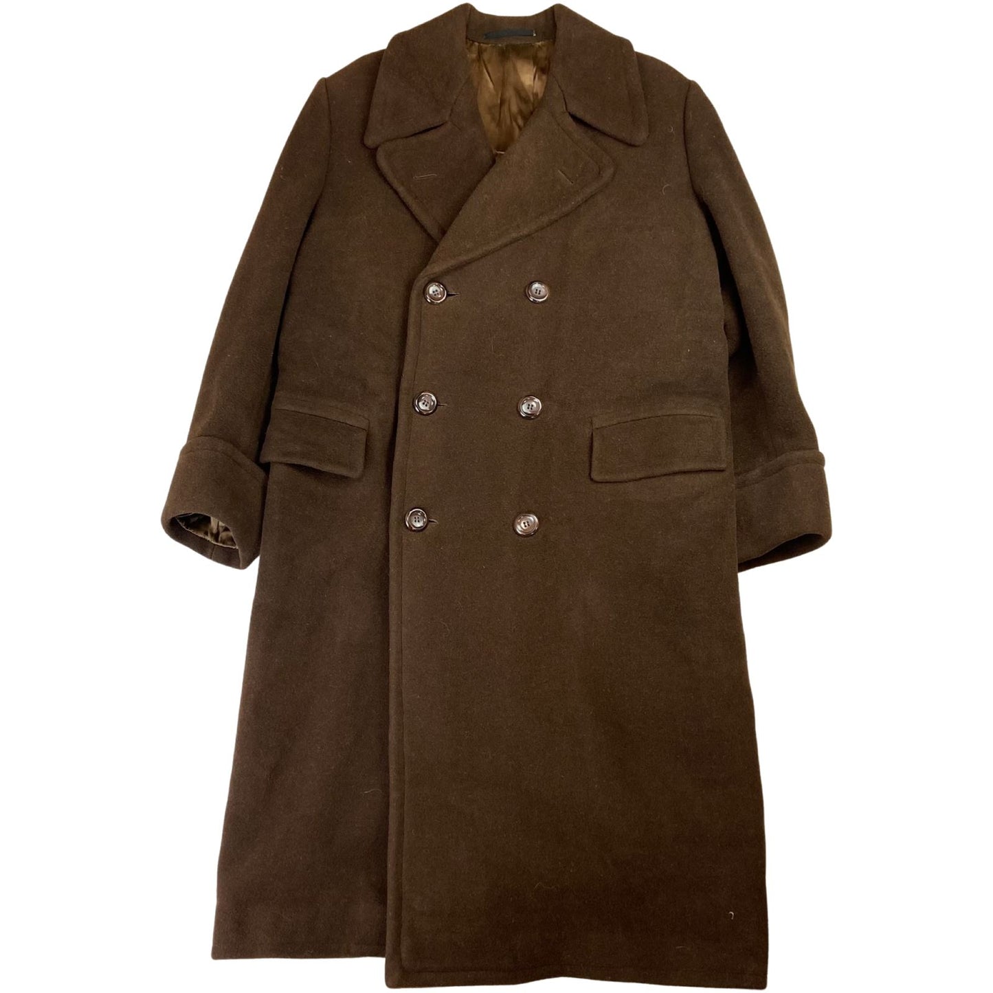 VTG 1930s 40s HEAVY CASHMERE WOOL DOUBLE BREASTED OVERCOAT GREATCOAT 46 (40) M