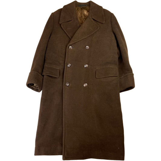 VTG 1930s 40s HEAVY CASHMERE WOOL DOUBLE BREASTED OVERCOAT GREATCOAT 46 (40) M