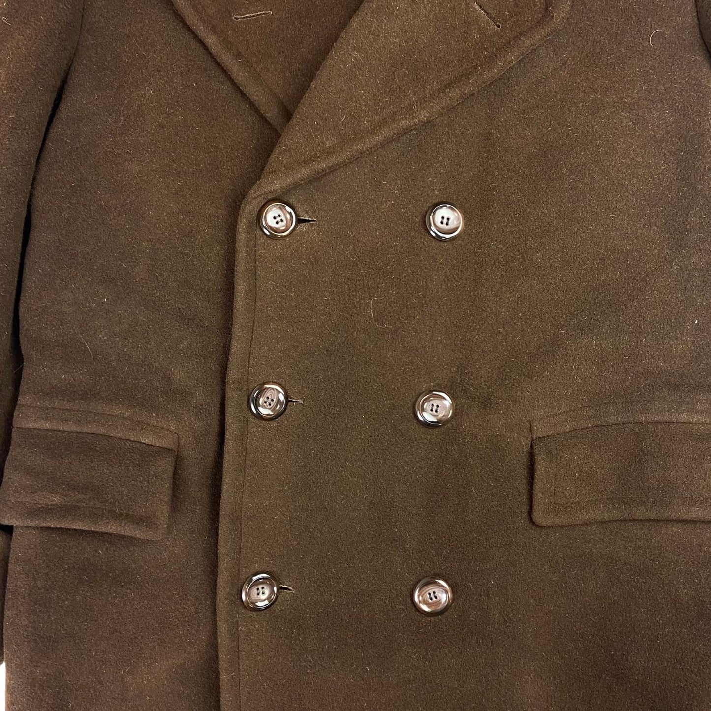 VTG 1930s 40s HEAVY CASHMERE WOOL DOUBLE BREASTED OVERCOAT GREATCOAT 46 (40) M