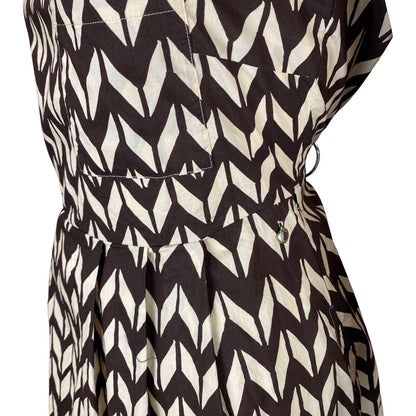 Vintage 00s Brown Cream Woolrich Geometric Patterned Smock Dress 12 14 M