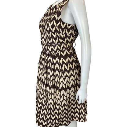 Vintage 00s Brown Cream Woolrich Geometric Patterned Smock Dress 12 14 M