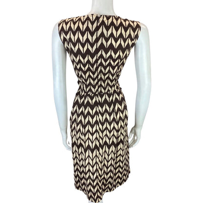 Vintage 00s Brown Cream Woolrich Geometric Patterned Smock Dress 12 14 M