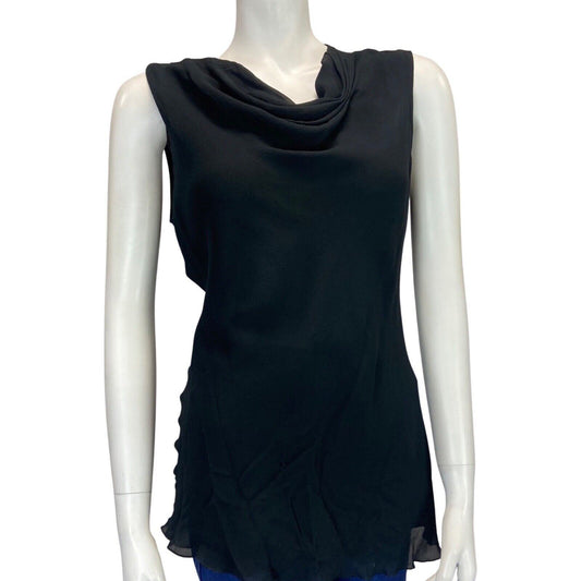 Vintage 90s 00s Black Armani Collezioni Cowl Neck Top  8 10 S
