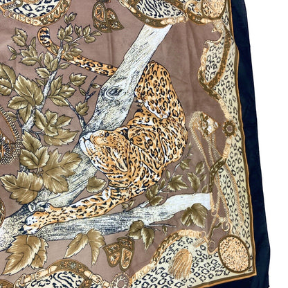 Vintage 00s 90s Brown Orange Leopard Print Graphic Print Scarf