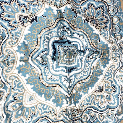 Vintage 90s 00s Blue Cream Paisley Ornamental Print Scarv