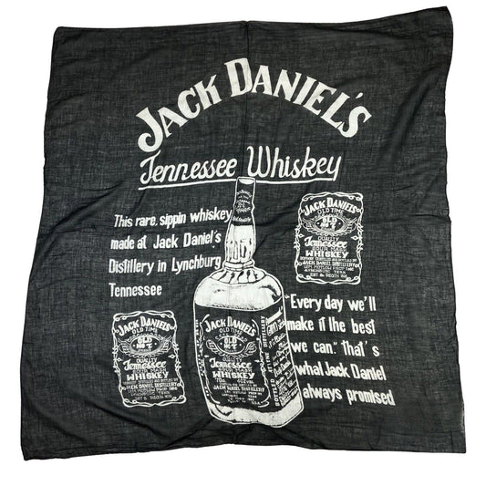 Vintage 90s 00s Black White Jack Daniels Graphic Print Scarf