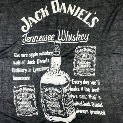 Vintage 90s 00s Black White Jack Daniels Graphic Print Scarf