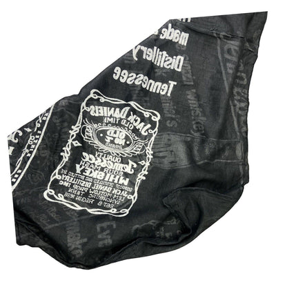 Vintage 90s 00s Black White Jack Daniels Graphic Print Scarf