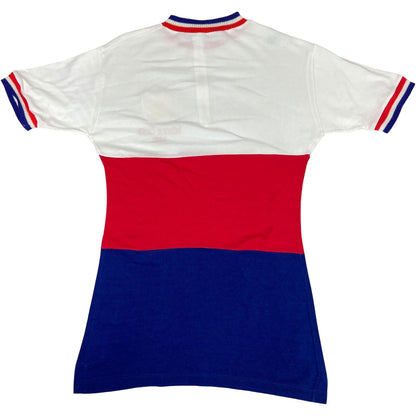 Vintage 1988 White Red Blue Cycling Zip Up Sportswear Form Fit Top S 8 10