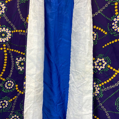 Vintage  70s 80s Purple Yellow Geometric Floral Komon Haori Kimono 16 18 L