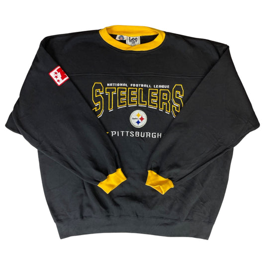 Vintage 90s 00s Black Yellow Lee Sport Steelers NFL Embroidered Sweater XXL