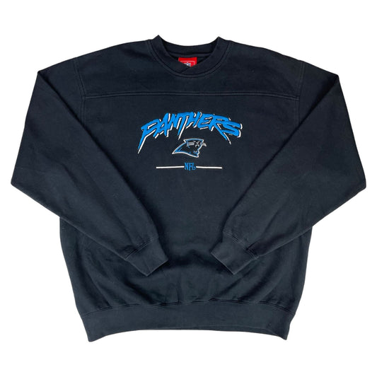 Vintage 00s Black Blue Official NFL Panthers Embroidered Graphic Sweatshirt XL